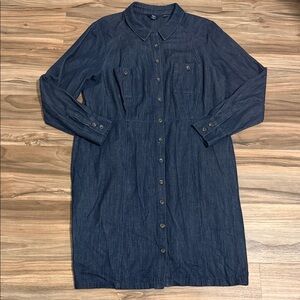 Boden Denim Shirt Dress Women’s Sz. 16/18 L/S Pockets Belted 100% Cotton